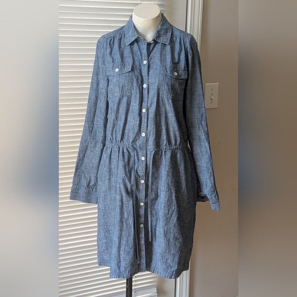 Women's Blue Button-Up Dress